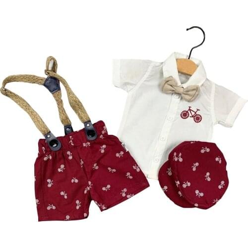 New Summer Season Hat Burgundy 3 Piece Short-Sleeve Slopet Bicycle Printed Suit