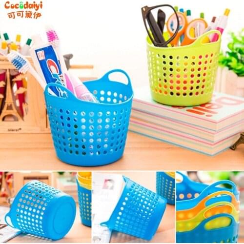 Plastic Office Desktop Storage Baskets Makeup Organizer Storage Box 10.5*8.5*8cm Green Blue Hot Pink Nov