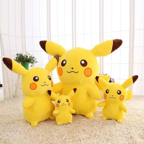 Bandai 20/35/45/65cm Pikachu doll pillow Pikachu plush toy PP cotton stuffed large creative doll girlfriend birthday gift