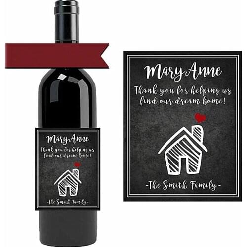 Custom New home thank you Wine Bottle Label,Real Estate Agent thank you gift,first home purchase,mortgage lender Funny stickers