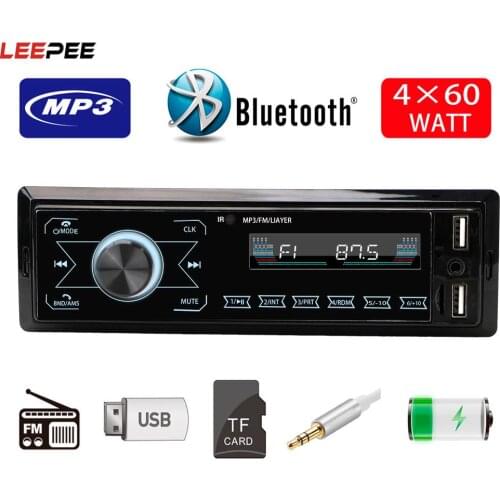 Touch Car MP3 Player 1 Din Colorful Car Audio Radio Stereo Music USB/SD with In Dash AUX Input Bluetooth Handsfree Dual USB FM