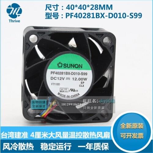 SUNON PF40281BX-D010-S99 DC 12V 12.00W 40x40x28mm 4-Wire Server Cooling Fan