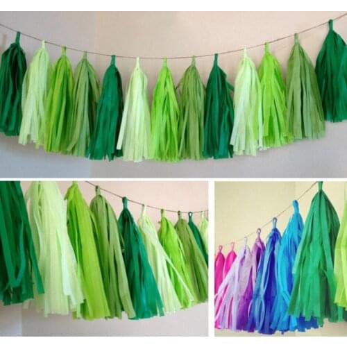 Wedding Decoration 5Pcs Tissue Paper Tassels Garland Ribbon Balloons Birthday Curtain Marriage Car Party Supplies
