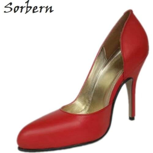 Sorbern Round Toe D'Orsay Pump Women Stilettos 12cm High Heel Slip On Women Heels 2019 Stripper Shoe Stilettos Crossdresser