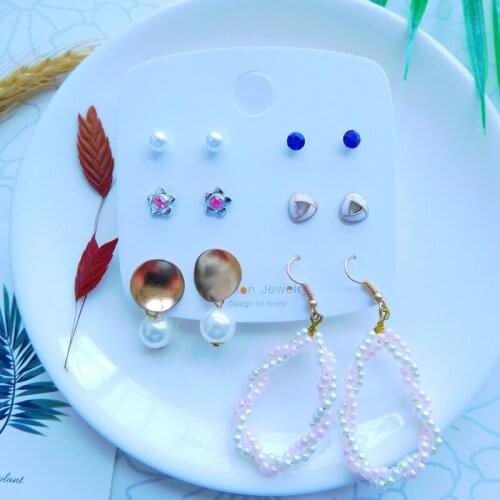 Vintage Handmade Double Color Pear Drop Earrings for Women Fashion Geometric Crystal Flower Stud Earrings 2021 New Jewelry Set