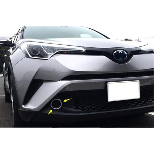 Yimaautotrims Chrome Front Fog Lights Foglight Lamp Ring Cover Trim 2 Pcs Fit For Toyota C-HR CHR 2016 2017 2018 2019 / ABS