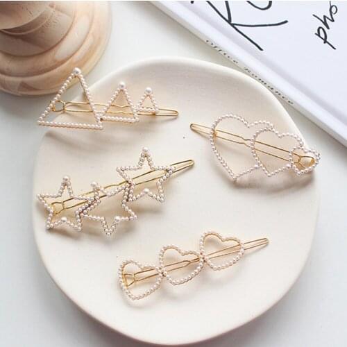 Women Fashion Hair Accessories Metal Pearl Hairpins Lady Simple Hair Clip Barrette Headwear Hair Styling Tool