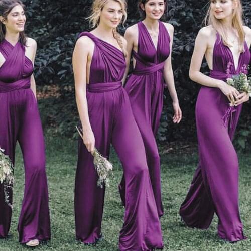 SuperKimJo Purple Jumpsuit for Weddings Cheap Custom Bridesmaid Dresses 2021 Pant Suit for Women Wedding Party Dresses