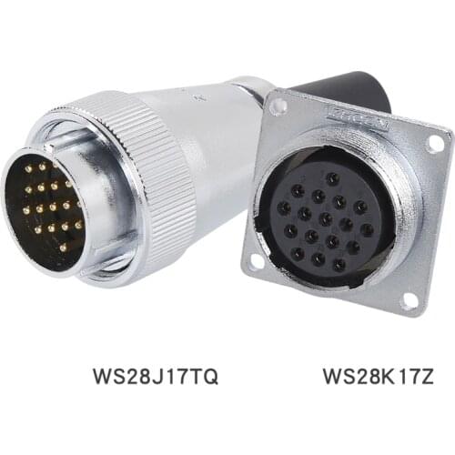 ZHQCN WS28 TQ+Z Industry Automotive Aviation Connector M28 2 3 4 7 10 12 16 17 20 24 26 Pin Panel Mount Male Plug Female Socket