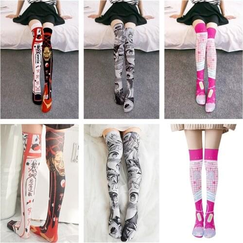 1 Pair Sexy Harajuku Stockings Girls Korean Japanese Kawaii Thin Socks Casual Thigh High Knee Socks Womens Long Socks