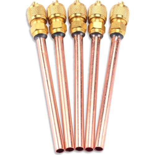 10pcs 6mm OD Copper Tube Air Conditioner Refrigeration Access Valves Filling Parts