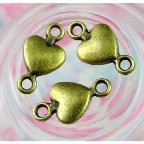 100pcs 15*8MM Retro antique bronze Plated heart charms connector pendants DIY accessories