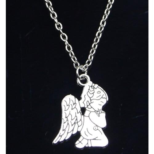 20pcs New Fashion Necklace 24x17mm pray angel Pendants Short Long Women Men Colar Gift Jewelry Choker