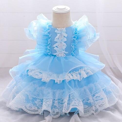 2021 Toddler Baby Girl Clothes Infant 1 Year Birthday Girls Dress Party Wedding Baby Dress Baptism Prom Princess Dress Costume
