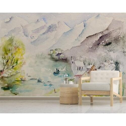 Beibehang Custom 3d wallpaper mural watercolor landscape flowers bird boat photo wallpaper mural 3d papel de parede para quarto