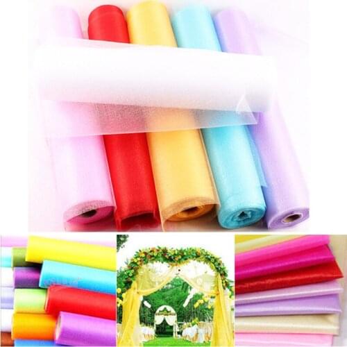 48cmx5meter Gauze Element sheer crystal organza tulle roll fabric wedding party decoration curtains organza chair sashes 5zsh015