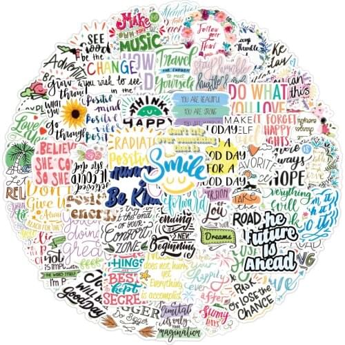50/100pcs Inspirational English Phrases Stickers For Notebook Scrapbooking Material Craft Supplies Vintage Motivational Sticker