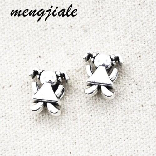 8PCS Wholesale Vintage Metal boy & girl Beads Charms Pendant For Bracelet DIY Women Jewelry Valentine Gifts