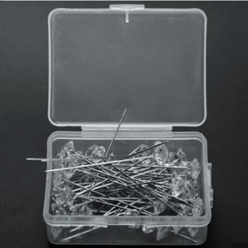 1 Box 50pcs/100pcs Diamond Pins Wedding Bouquet Pins Stitching Needles with Plastic Box Apparel Sewing Accessories Handicrafts