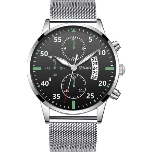 Reloj Hombre Fashion Luxury Quartz Wristwatch for men Stainless Steel Case Belt Watches Calendar Luminous Business Male Watch