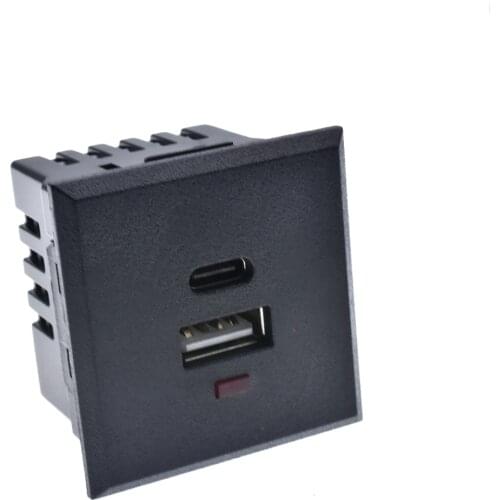 Black 5V 2.5/3.5A Card- USB+type -C power socket embedded USB Type-C desktop socket DC charging power socket module