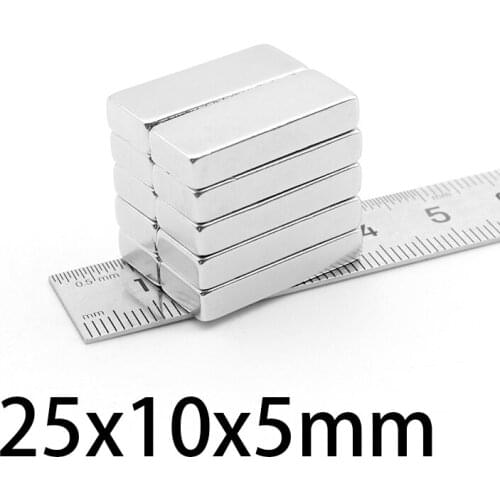 5-30PCS 25x10x5mm Strong Neodymium Magnet N35 Block Permanent Magnets 25mmx10mmx5mm Powerful Magnetic Magnet Strong 25*10*5mm