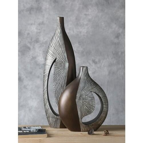 The French vase Flower arrangement is an art that contracted TV ark table decoration living room flower vase Resin material