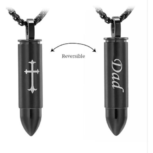 IJD1995 Secret Stash Bullet Urn Pendant for My Dad/Mom/Son Memorial Ashes Jewelry,Black Bullet Keepsake Pendant for Family