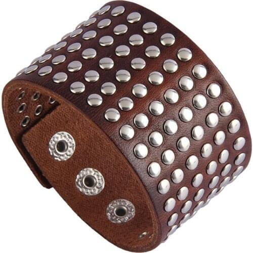 Faux Leather Spike Bracelet Punk Wide Studded Cuff Wrap Bracelets Wristband For Men Women Punk Gothic Rock Armbands