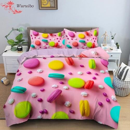 Pink Dessert Food Bedding Set Cartoon Duvet Cover Bed Linen Fashionable Girl Kids Bedroom Quilt Covers with Pillowcase Decor