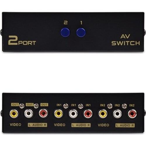 2 Port AV RCA Switch 2 in 1 out Composite Video L/R Selector Box for DVD Player