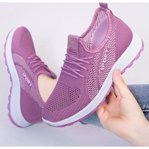 Summer Mesh Shoes Womens Old Beijing Cloth Shoes Hollow Breathable Middle-Aged Mom Sports Casual Walking Shoes Travel Shoes