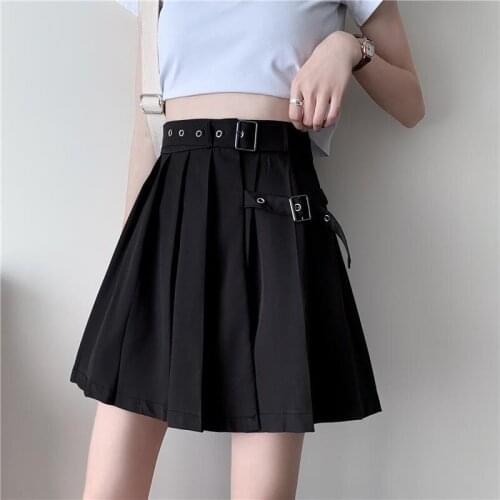 Summer Womens Pleated A-Line Skirt Girls High Waist Plus Size Solid Streetwear Female Mini Dresses Short Dress Woman clothing