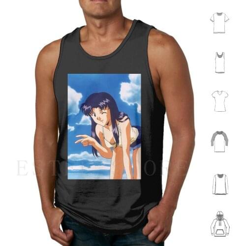 Misato Katsuragi Photograph Tank Tops Vest Cotton Eva Shinji Anime Kaworu Asuka Third Impact Mecha Japanese Hideaki Anno