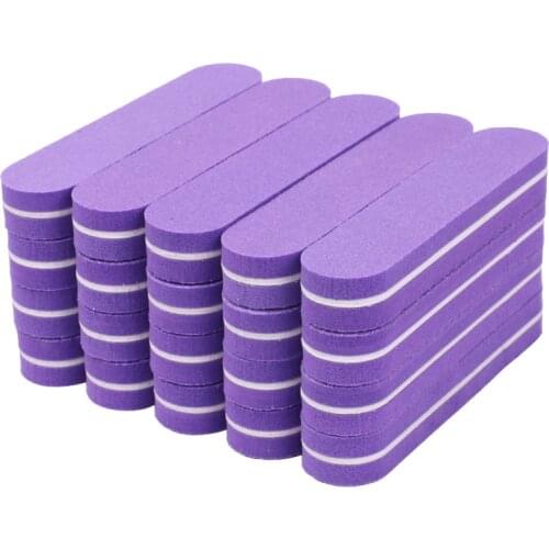 100Pcs lime a ongle professional Mini Nail File Sponge 100/180 Nail Art Buffer Block Purple Sponge Sanding Manicure Beauty Tools