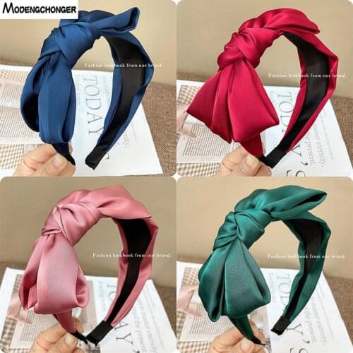 Fashion Womens Wide Headband Bow Knot Cross Sweet Korean Style Bow Hairband Cute Hair Hoop Headwear Headdress Hair Accessories
