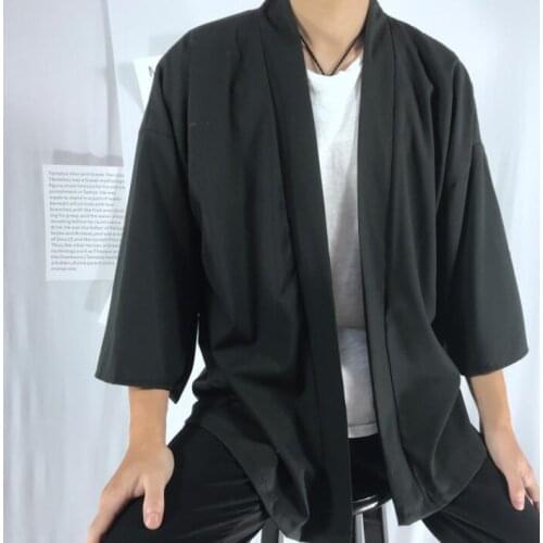 Fashion Plain Coat Japanese Summer Kimono Cardigan Kimono Woman Man Loose Thin Outer Garment