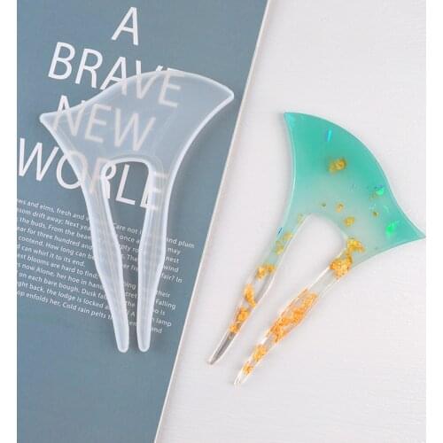 New Transparent Silicone Hairpin Mold Epoxy Resin Headdress Crafts DIY Various Resin Hairpin Tools Jewelry Casting Mold