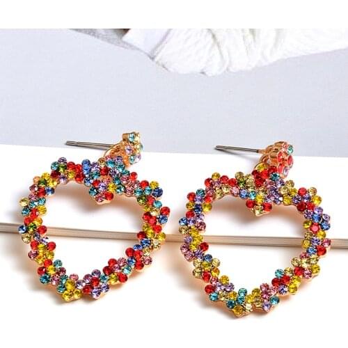 Wholesale Fashion Cute little earring High-quality Colorful Crystal Metal Drop Earrings New Jewelry Accessories For Women