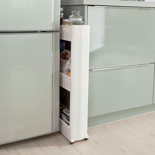 3/4 Tier Home Organizer Kitchen Trolley Crack Slide Out Trolley Cart Storage Holder Rack Shelf Organiser Tools With Wheel HWC