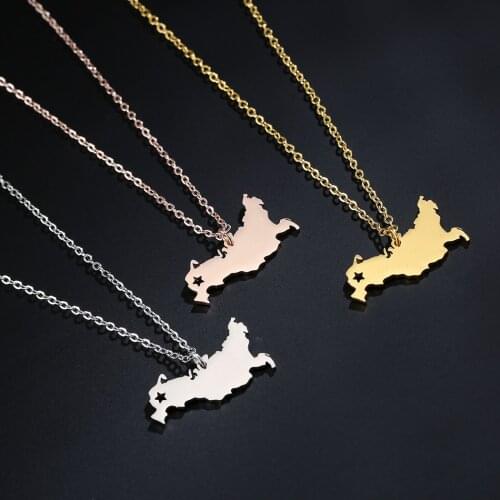 QIMING Stainless Steel Russian Country Necklace For Women Men I Love Russia Pendant Necklace Relationship Gift