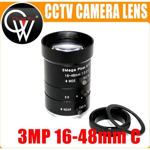 3 Mega pixel 16-48mm LENS C/CS Mount 3Mega Pixel 2/3" F2.0 HD Industrial lens Vari-Focal Manual Iris CCTV Lens