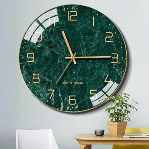 Luxury Nordic Wall Clock Modern Design Glass Gold Living Room Silent Wall Clocks Home Decor Marble Creative Clocks Gift Ideas