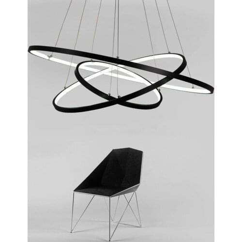 Black/White Color Modern pendant lights for living room dining room 4/3/2/1 Circle Rings acrylic aluminum body LED ceiling Lamp