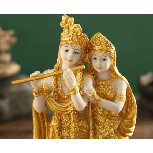 Radha and Krishna Buddha Statue Resin Figurine Hindu God Goddess Decor Gifts