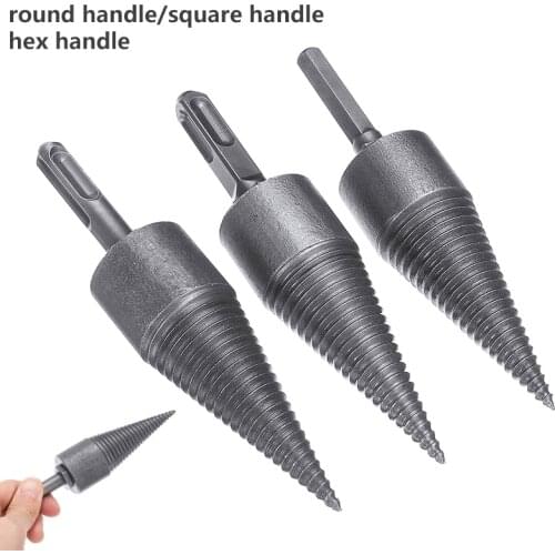 High Quality Firewood Log Splitter Drill Bit Carbon steel Round/Square/Hex Shank Wood Split Cone Splitter Woodworking Tool
