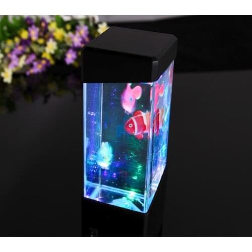 LED 4 Type Colorful Moving Jellyfish Aquarium Home Office Fish Tank Night Light Table Lamp Room Decorate Kids Novelty Lighting