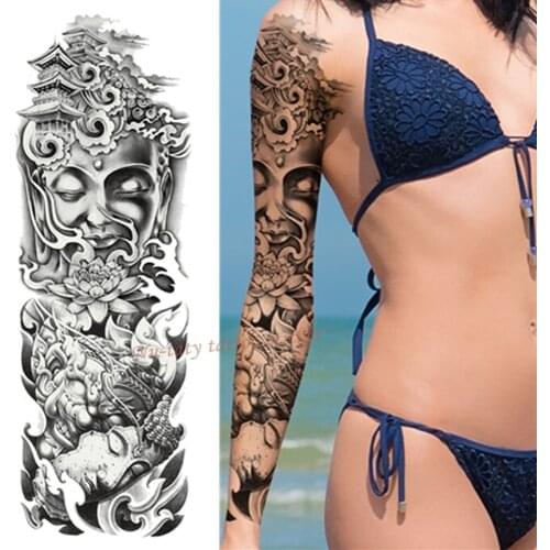Nu-TATY SKull lotus Large Arm sleeve Tattoo Waterproof temporary tattoo Sticker Men Full Flower Tatoo Body Art tattoo girl