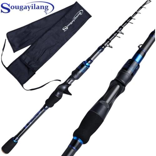 Sougayilang 1.8M 2.1M Telescopic Fishing Rod Carbon Fiber Spinning /Casting Lure Fishing Rod Travel Fishing Rod Tackle Pesca
