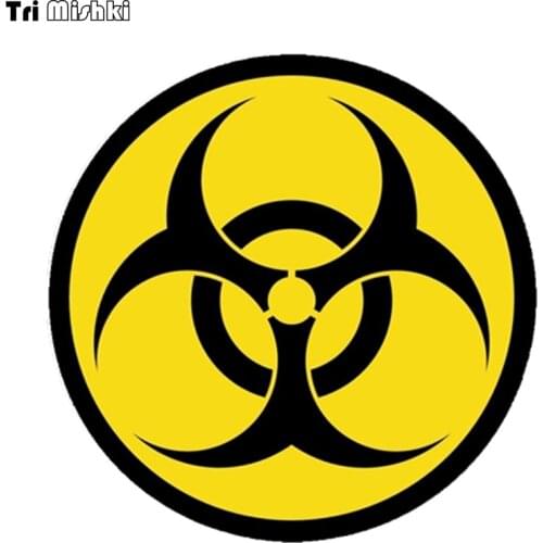 Tri Mishki WCS906 14X14CM Biohazard Symbol Hard Hat warning funny car sticker PVC coloful Decals Motorcycle Accessories sticker